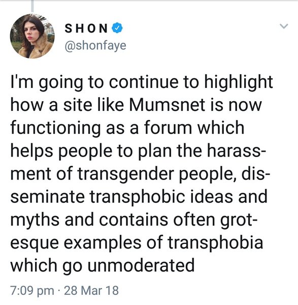 Shon Fay smearing mumsnet on twitter.