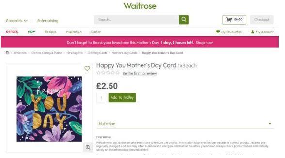 To think Waitrose won't sell many gender neutral mother's day cards, because mothers are WOMEN?
