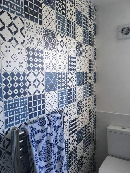 To consider wall papering the bathroom myself and to ask for your best decorating tip?