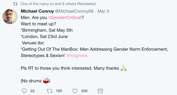 Gender Critical men organising meet-ups in London and Birmingham