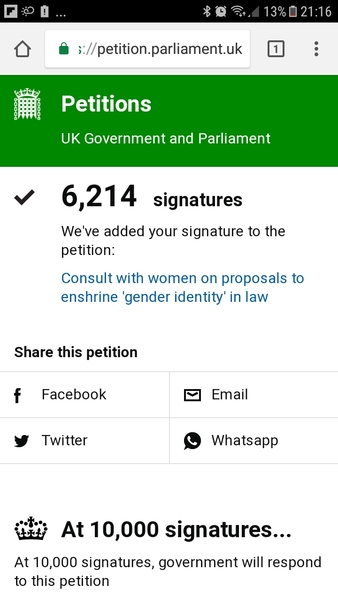 The self-ID petition is live #2