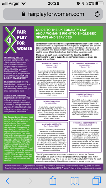 Help me be clear about the GRA/Equality Act Exemptions