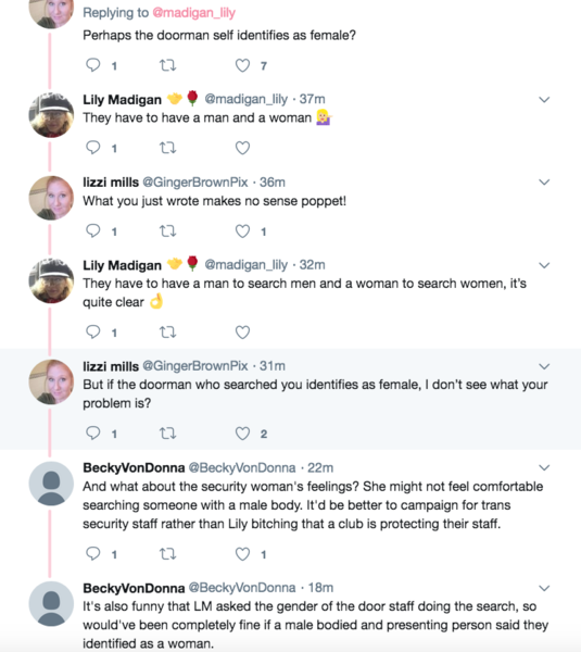 Madigan wants to be searched by a woman