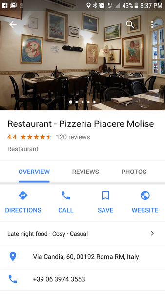 Restaurant recommendations in Rome