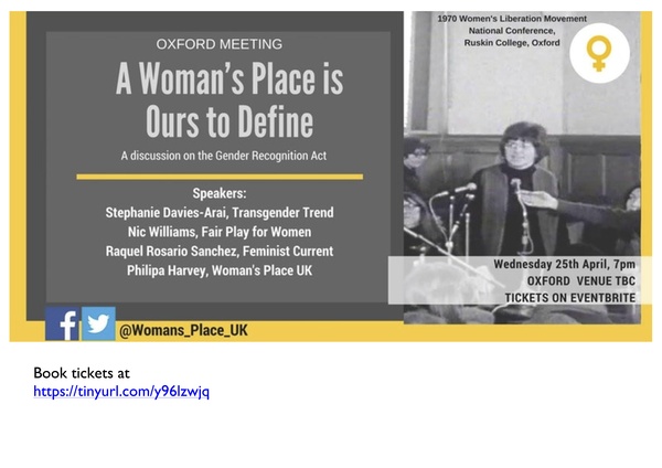 Women's Place meeting,  Oxford - 25th April