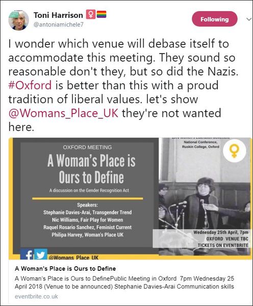 Women's Place meeting,  Oxford - 25th April