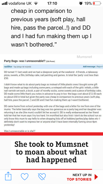 Returned party bag made the paper