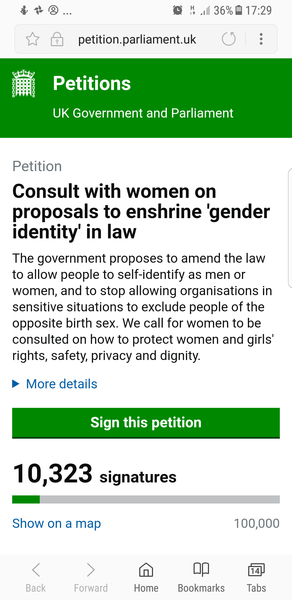 The Self-ID petition hit 10,000 yesterday meaning the government WILL respond