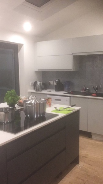 What colour scheme would you choose for a sleek modern kitchen?