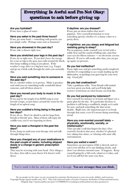 what do you do to help yourself when depressed