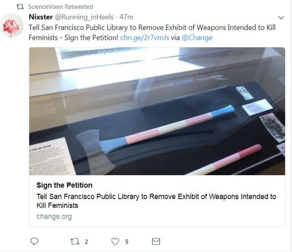 Petition: Tell a public LIBRARY to remove exhibition of weapons intended to kill women