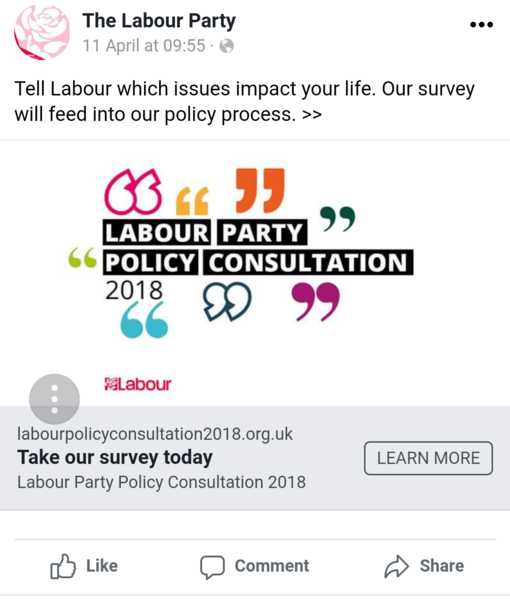 The Labour Party want our views