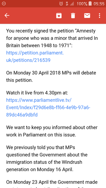 Windrush Petition