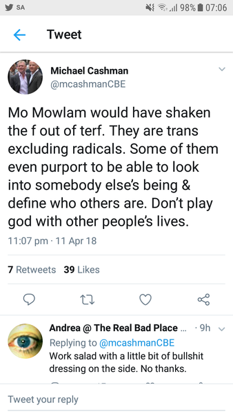 Frankly disturbing tweet from Michael Cashman