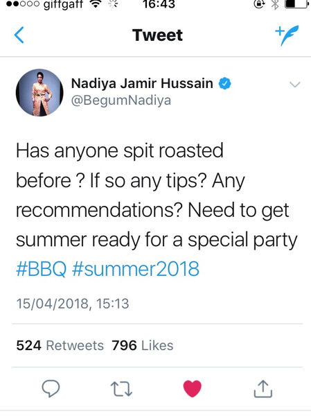 To find the replies to Nadiya's tweet highly amusing!