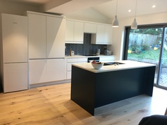 What colour scheme would you choose for a sleek modern kitchen?