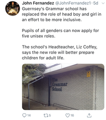 School axes head boy and head girl roles, two boys are voted into new gender neutral positions