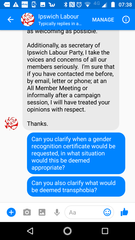 Rude messages from Labour representative re: GRC