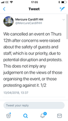 Venue cancelled booking