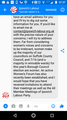 Rude messages from Labour representative re: GRC