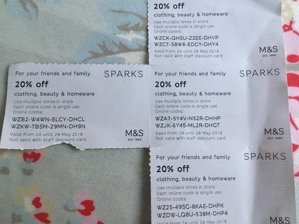 M&S 20% vouchers for grabs