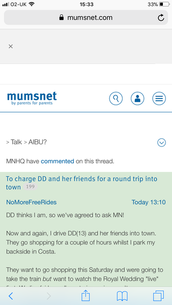 AIBU to days it’s MNHQ * has * commented on this thread, not * have *