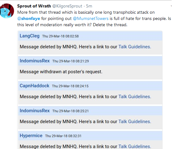 Mumsnet encouraging brigading by Twitter TRAs