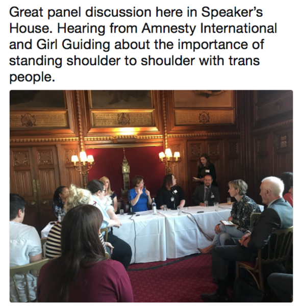 Girl Guides Panel discussion at Speakers house.... woman, male, woman, male, male, male....