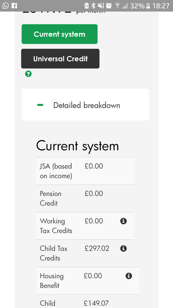 to not understand tax credits vs. universal credit / to feel slightly hard done by