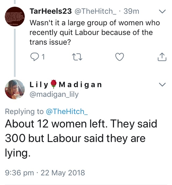 LM says Labour say only 12 women left the party, not 300