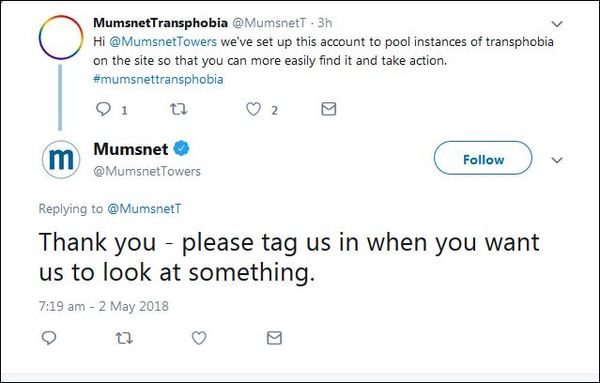 Mumsnet encouraging brigading by Twitter TRAs