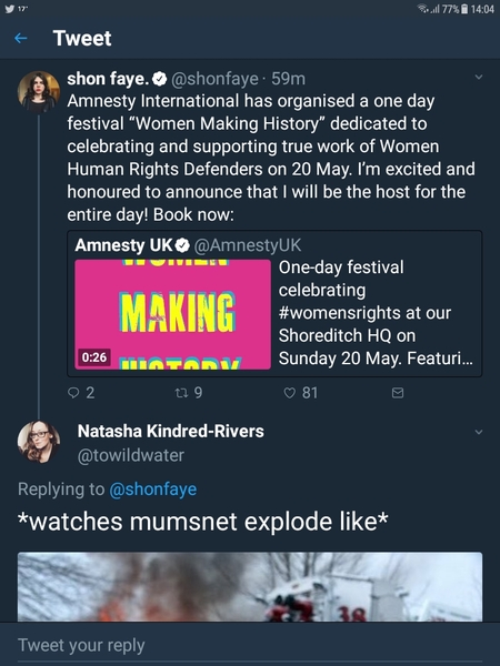Amnesty international, women's rights and shon Faye