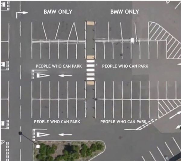 People who park over the lines in a car park...