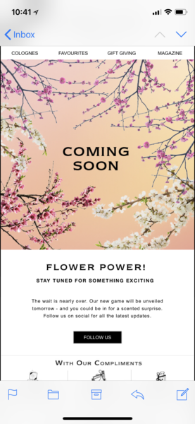 New Jo Malone game starting 14/5