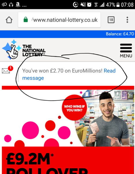 Bugger, I didn't win any money on the lottery last night