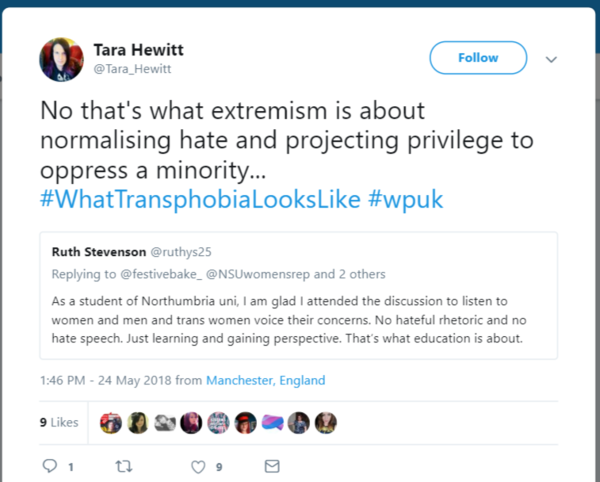 Strong words from feminists unhappy with trans exclusionary ideology..