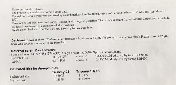 Trisomy 21 and Trisomy 13/18 results help