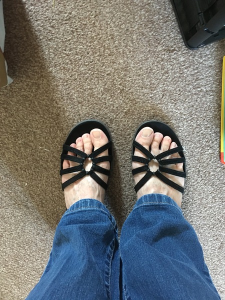 Flat strappy sandals with a bit of cushioning in the sole