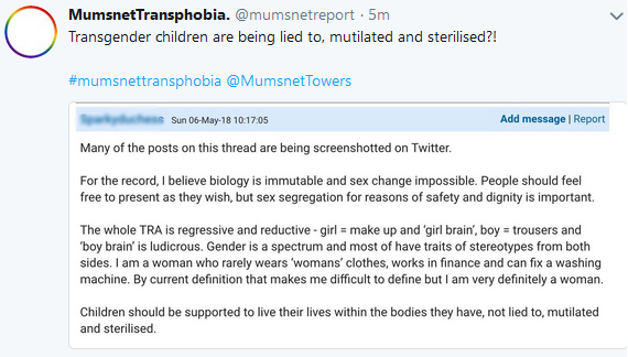 State your views on trans issue/self id issues *TITLE EDITED BY MNHQ