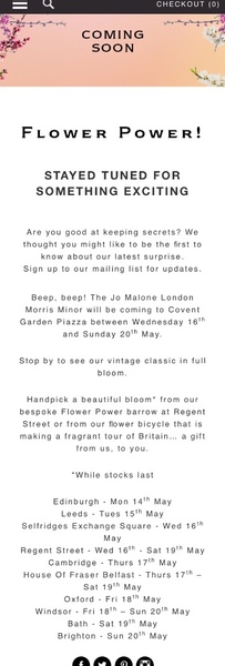 New Jo Malone game starting 14/5