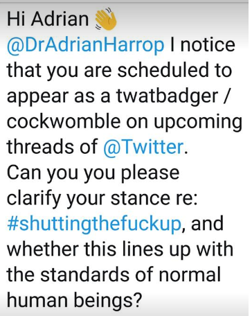 Dr Adrian Harrop - Dr Misogyny is pursuing another woman.