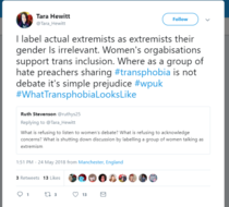 Strong words from feminists unhappy with trans exclusionary ideology..