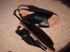 Flat strappy sandals with a bit of cushioning in the sole