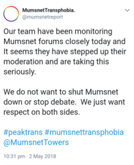 Hi Mumsnet, if you are asking feminist women to consider whether Mumsnet is for them, please be clear that the space *we* made here is for *all* of us.