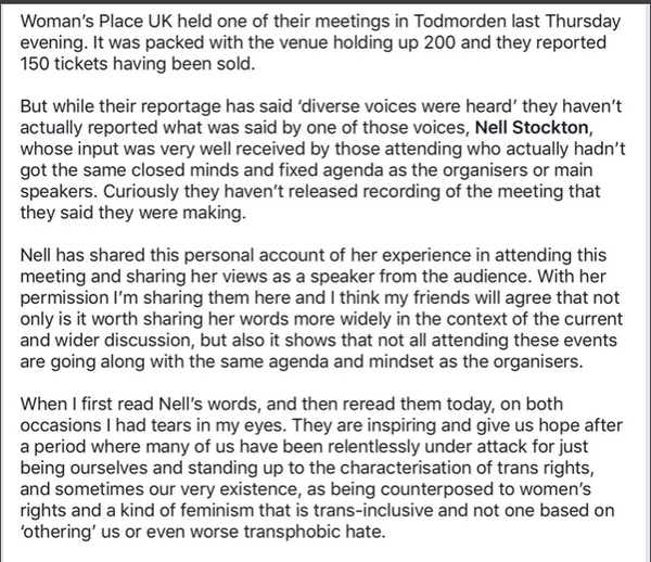 New Woman's Place meeting - Todmorden - 7 June