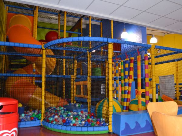 Aggressive woman in softplay