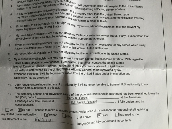 To not want to pay tax as an "Accidental American."
