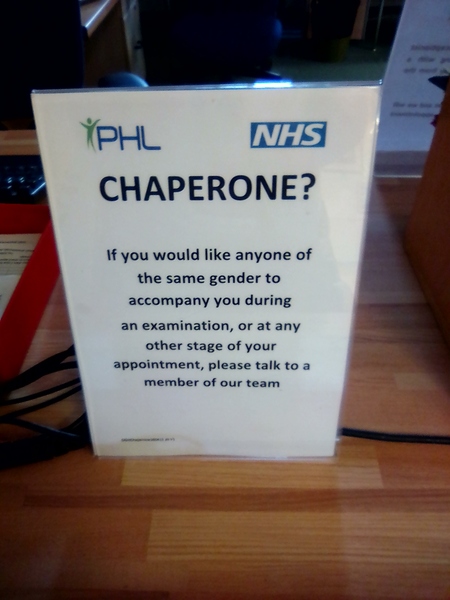 Out of hours doctor service - offers chaperone of "the same gender"