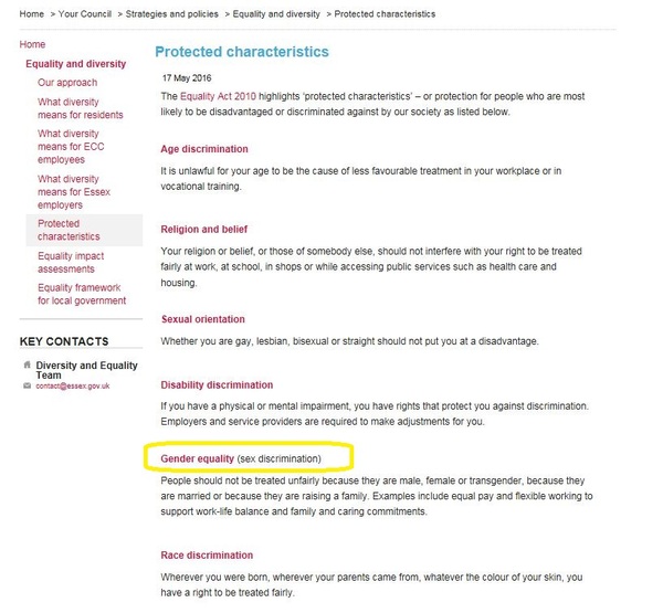 Does your Local Authority Equality Policy exclude sex as a protected characteristic?