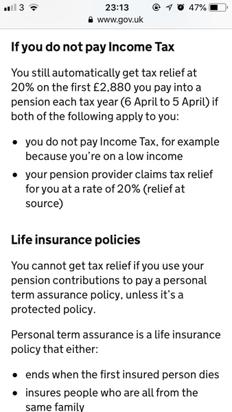 Tax relief on pension contributions please help....